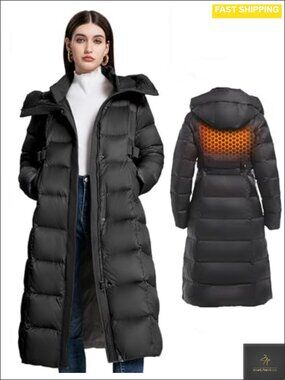 LOLA PIU Women's Winter Full Length 800 Fill Duck Down Coat Hooded Puffer